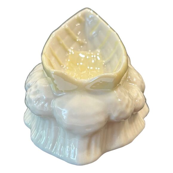 Vintage Belleek Porcelain Cream/Yellow Boat Salt Trinket Dish~7th Brown Mark - Picture 6 of 8